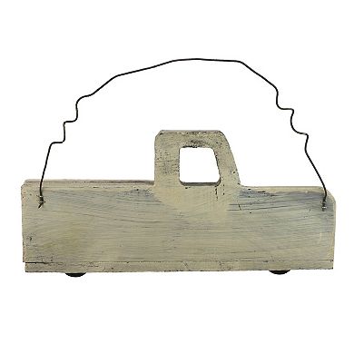 11.75" White Wooden Pick Up Truck Fall Harvest Wall Hanging