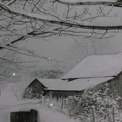 Large Fiber Optic Lighted Snowy Winter Cabin Canvas Wall Art 23.5" x 15.5"