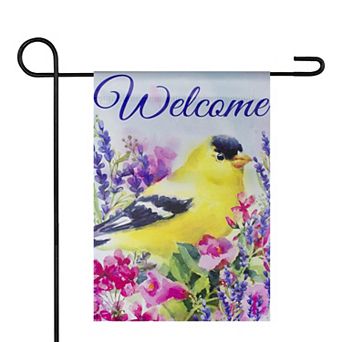 Welcome Yellow Finch Spring Outdoor Garden Flag 12.5" x 18"