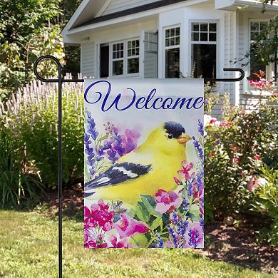 Welcome Yellow Finch Spring Outdoor Garden Flag 12.5" x 18"