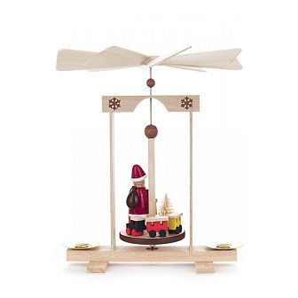 6.5" Dregeno Santa with Train Spinning Candle Holder