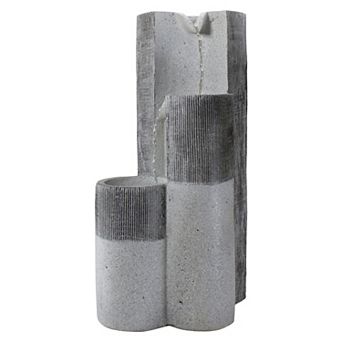 24" Gray Speckled Modern Style 3 tier Rainfall Outdoor Water Fountain