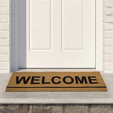 Natural Coir Outdoor Rectangular "Welcome" Doormat 16" x 48"