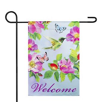 Welcome Hummingbird Floral Outdoor Garden Flag 12.5" x 18"