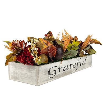 24" Autumn Harvest 3-Piece Candle Holder in a Rustic Wooden Box Centerpiece
