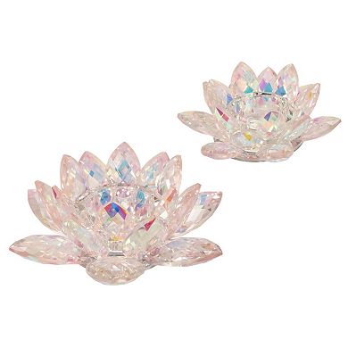 6" Blush Pink Glass Lotus Votive Candle Holder