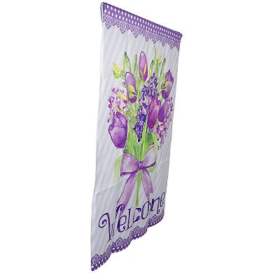 Welcome Purple Floral Bouquet Outdoor House Flag 28" x 40"