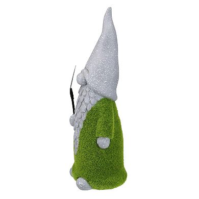 14" Faux Moss Covered Gnome with Shovel Outdoor Garden Statue