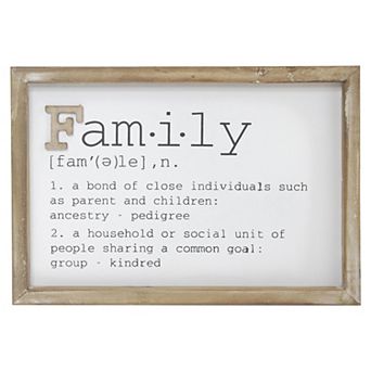 12.5" Wooden Framed Definition of "Family" Plaque Wall Decor