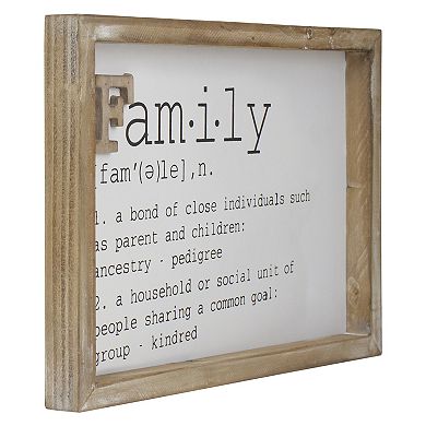 12.5" Wooden Framed Definition of "Family" Plaque Wall Decor
