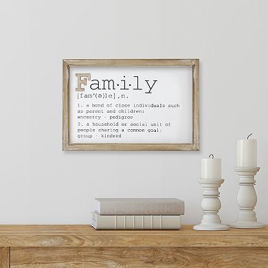 12.5" Wooden Framed Definition of "Family" Plaque Wall Decor