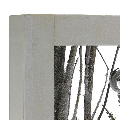 Decorated Standing Birch Branches in Wood Frame Table or Wall Decoration