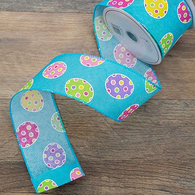 Blue Easter Egg Spring Wired Craft Ribbon 2.5" x 10 Yards