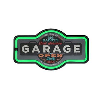 17.25" Daddy's Garage Green LED Neon Style Wall Sign