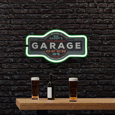 17.25" Daddy's Garage Green LED Neon Style Wall Sign