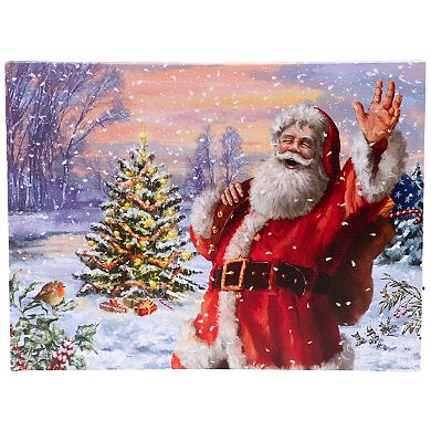 Lighted Santa with Christmas Tree Canvas Wall Art 11.75" x 15.75"