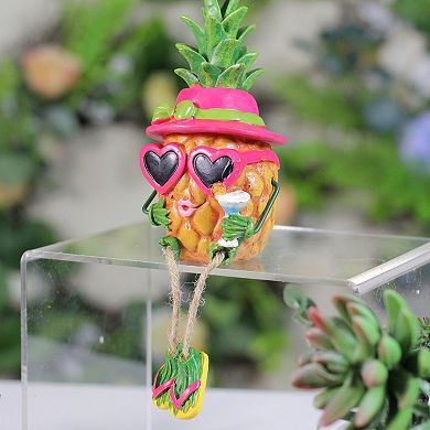 6.25" Tropical Girl Pineapple with Cocktail Outdoor Garden Statue