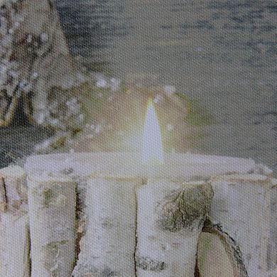 Country Rustic Winter Christmas LED Lighted Canvas Wall Art 23.5" x 15.5"