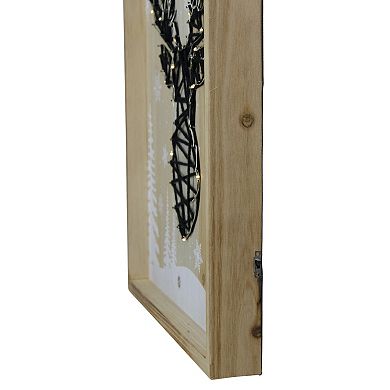 15.75" Lighted Wooden Reindeer String Art Christmas Wall Hanging