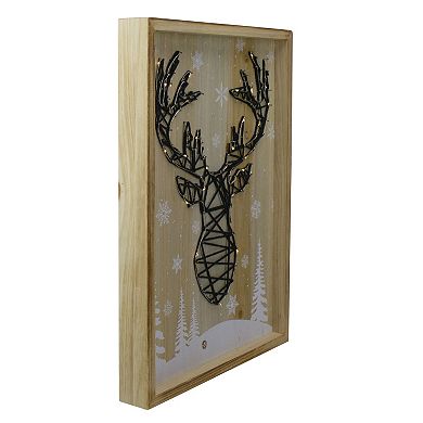 15.75" Lighted Wooden Reindeer String Art Christmas Wall Hanging