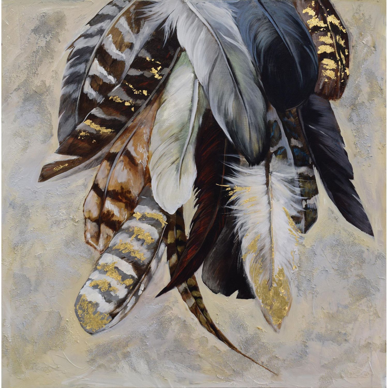 Trademark Fine Art 'Gold Feathers III on White' Canvas Art by