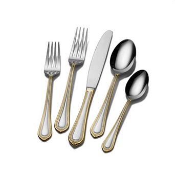 Mikasa Regent Bead Gold 65 pc Stainless Steel Flatware Set