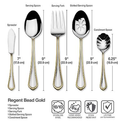 Mikasa Regent Bead Gold 65-pc. Stainless Steel Flatware Set