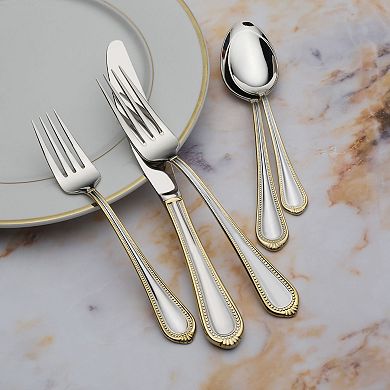 Mikasa Regent Bead Gold 65-pc. Stainless Steel Flatware Set