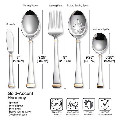 Mikasa Harmony 65-pc. Gold-Accent Flatware Set