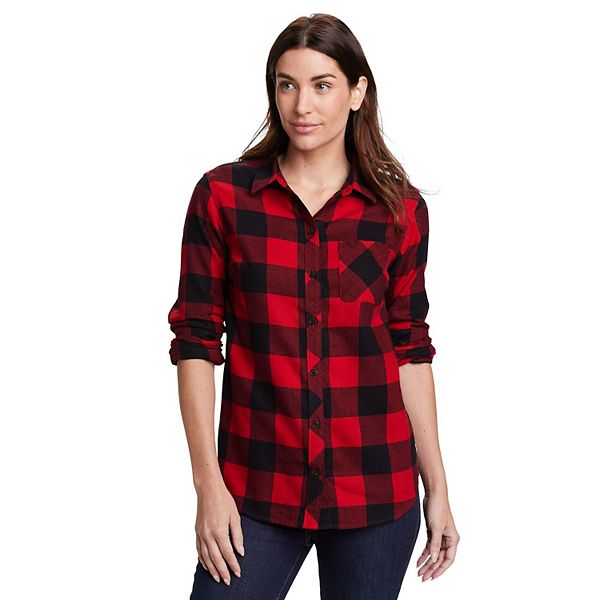 Women's Eddie Bauer Forest Flannel Shirt - Scarlet (LARGE)