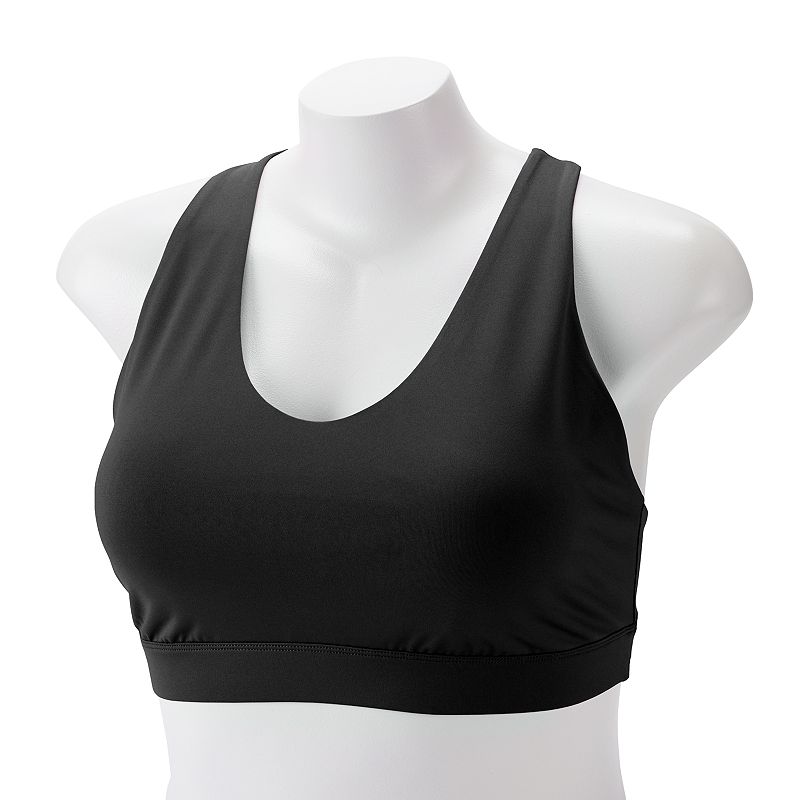 Plus Size Tek Gear® Medium Support V-Neck Sports Bra, Women's, Size: 3XL, Mineral Black