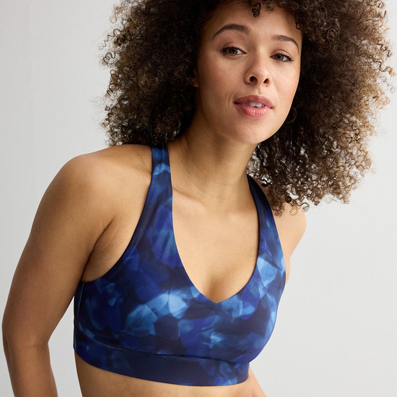 Plus Size Tek Gear® Medium Support V-Neck Sports Bra, Women's, Size: 4XL, Blue Flittering
