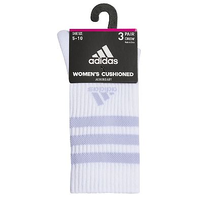 Women's adidas Cushioned 3-Stripe 3.0 3-Pack Crew Socks