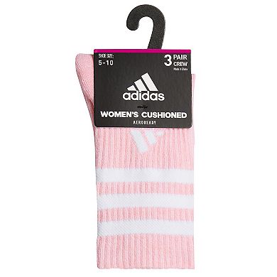 Women's adidas Cushioned 3-Stripe 3.0 3-Pack Crew Socks