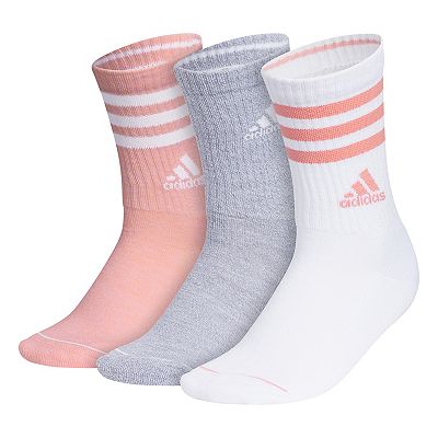 Women s adidas Cushioned 3 Stripe 3.0 3 Pack Crew Socks