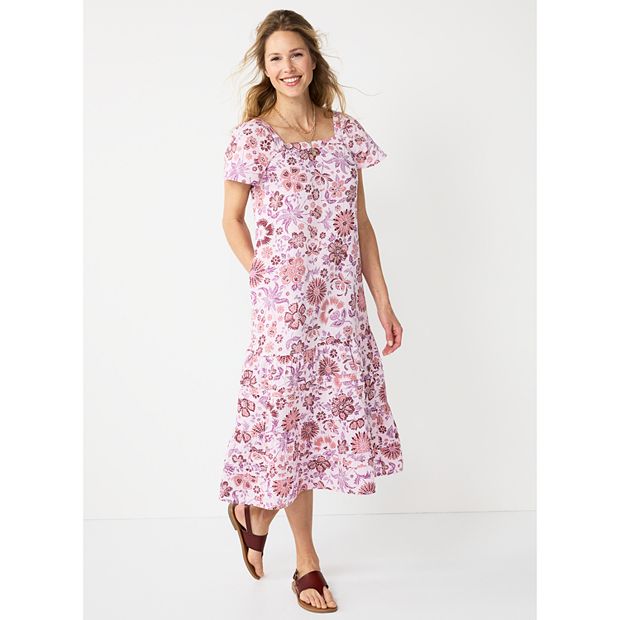 Petite Sonoma Goods For Life® Button Front Tiered Midi Dress