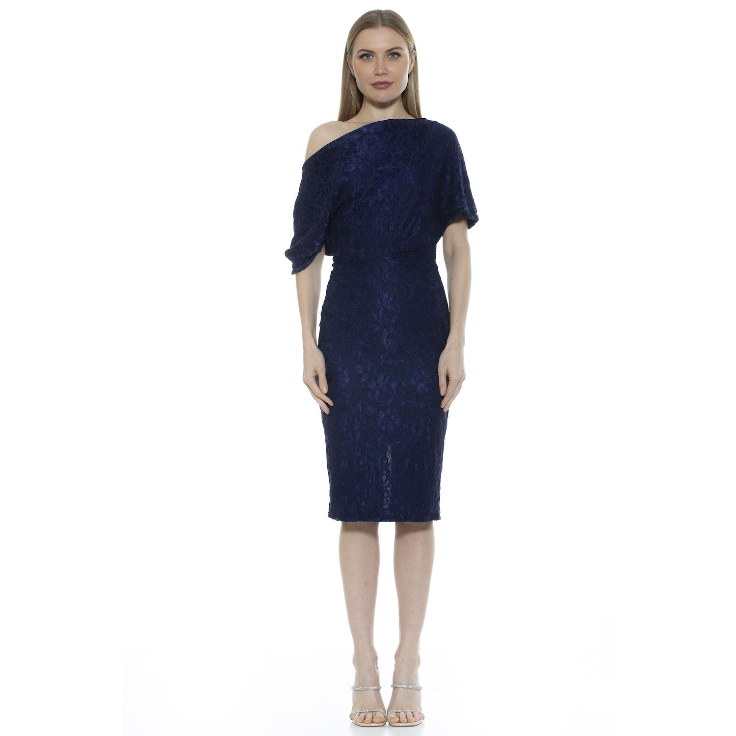 Женское платье Alexia Admor One-Shoulder Lace Sheath, цвет: Тёмно-синий