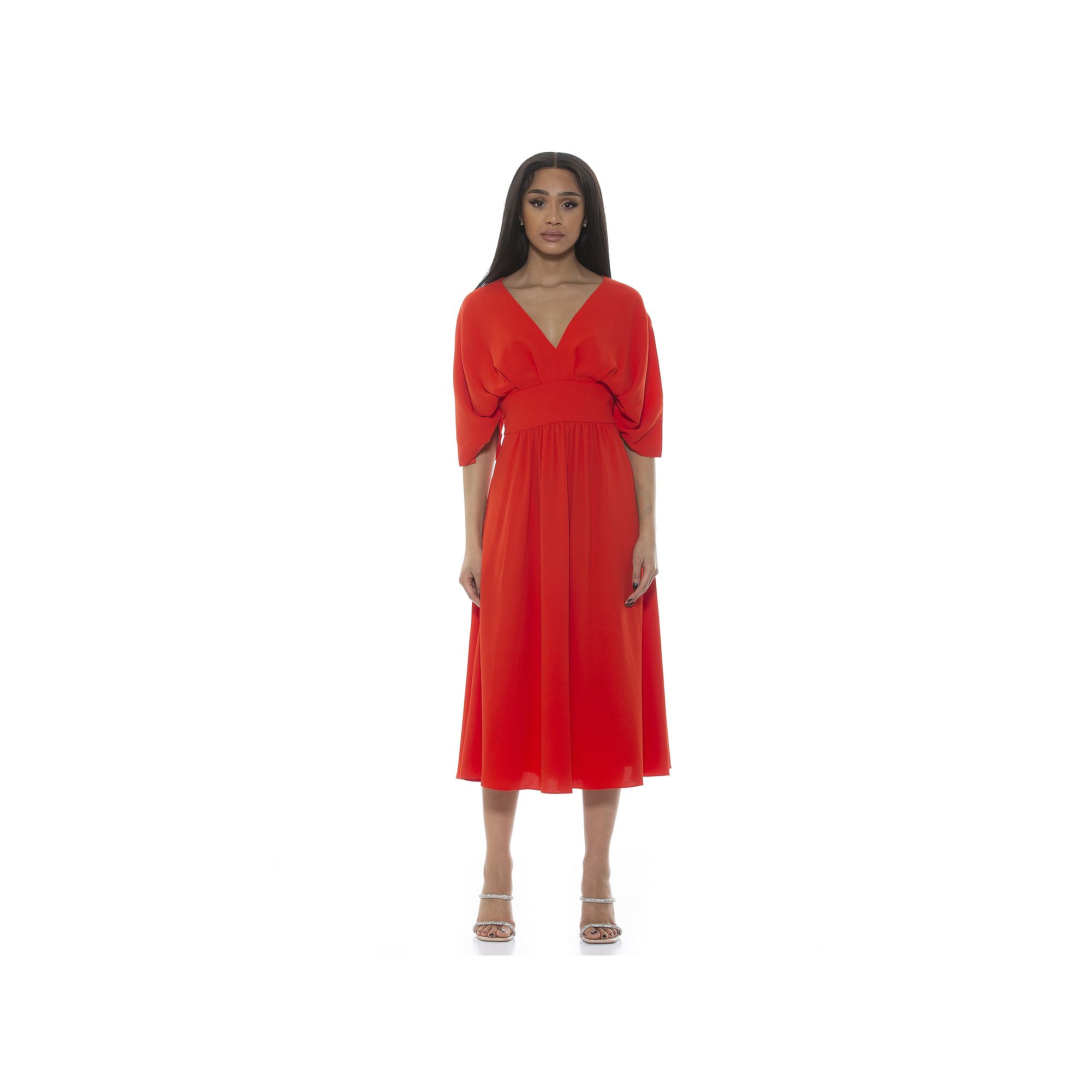 Womens ALEXIA ADMOR August Draped Fit & Flare Midi Dress, Size: 4, Pink