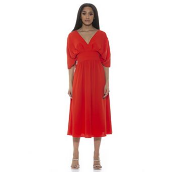Women's ALEXIA ADMOR August Draped Fit & Flare Midi Dress