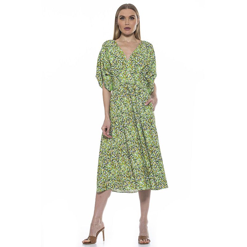 Women's ALEXIA ADMOR August Draped Fit & Flare Midi Dress,