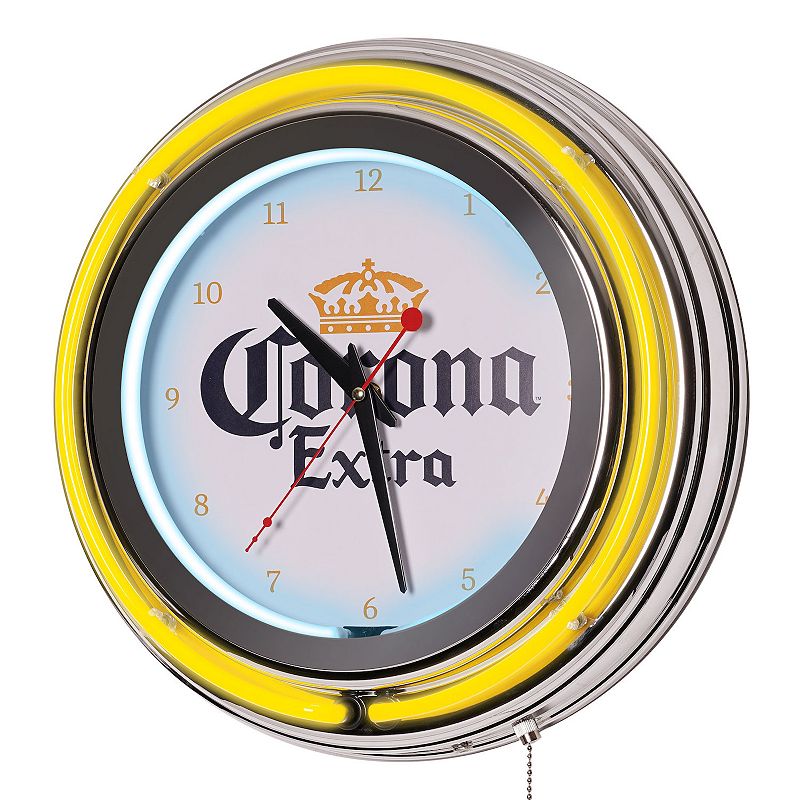 American Art Décor Corona Retro LED Neon Wall Clock, Yellow