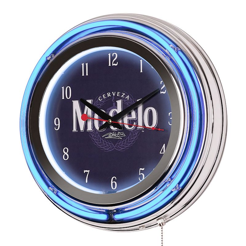 American Art Décor Modelo Retro LED Neon Wall Clock, Blue