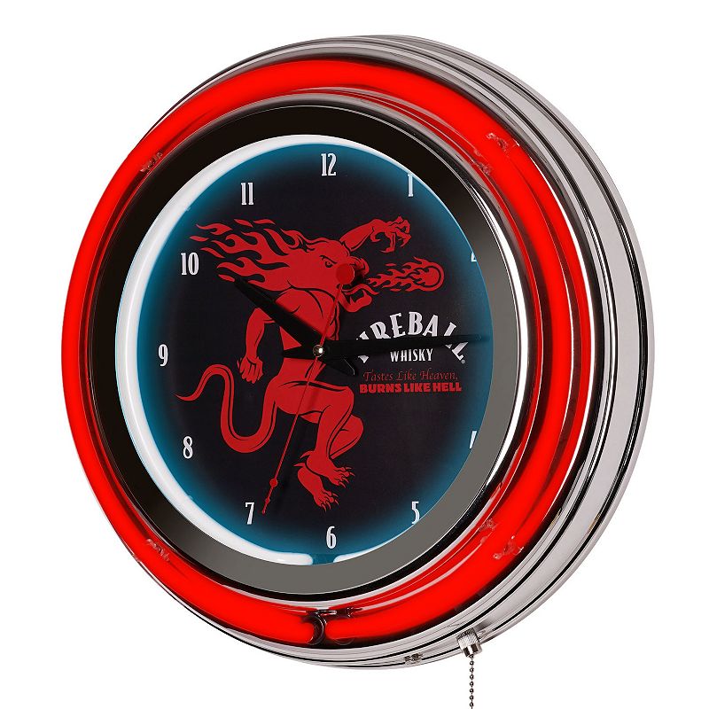 American Art Décor Fireball Retro LED Neon Wall Clock, Red