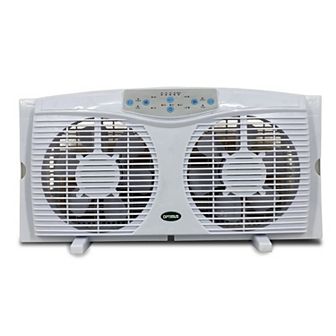 Optimus 8 in Electric Reversible Twin Window Fan with Thermostat & LED