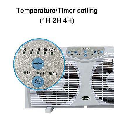 Optimus 8 in. Electric Reversible Twin Window Fan with Thermostat & LED