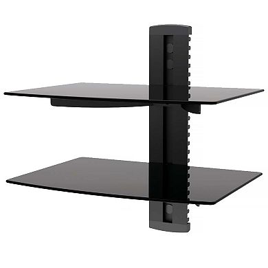 MegaMounts Tempered Glass Double Shelf Wall Mount with HDMI Cable