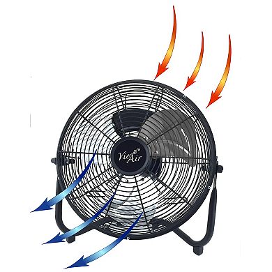 VieAir 20 Inch Industrial Tilting High Velocity 3 Speed Metal Floor Fan