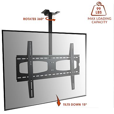MegaMounts 37-70 Inch Tilting And Rotating Adjustable Height Ceiling Television Mount for LED, LCD, and Plasma Screens