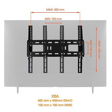 MegaMounts Heavy Duty Matte Black Finish Fixed Television Wall Mount for 26 - 55 Inch Plasma/LCD/LED Televisions