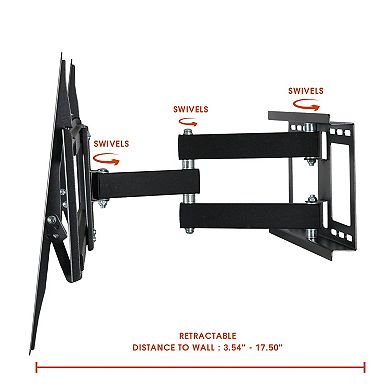 MegaMounts Full Motion Television Wall Mount with Bubble Level for 32-70 Inch Displays